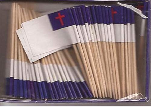 WHOLESALE Christian TOOTHPICK FLAGS-25 Boxes of 100 Toothpick Flags, Small Mini Christian Flag Cupcake Toothpicks; 2500 Cocktail Picks