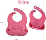 Vicloon Silicone Baby Bib 2PCS Waterproof with Wide Food Catcher Pocket Pink view 2