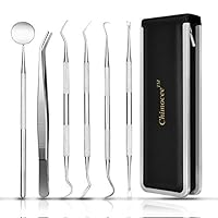 Dental Tools Kit, Chimocee Dental Hygiene Tools Tartar Scraper and Sickle Scaler, Tooth Pick, Dental Scaler and Calculus Remover for Teeth with Mouth Mirror Teeth Cleaning Tools for Home Use