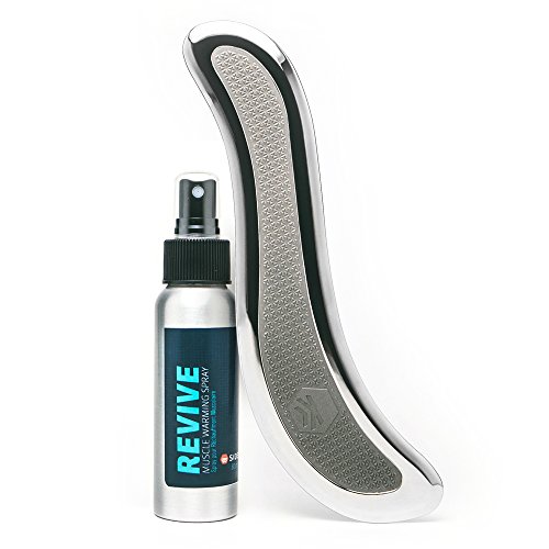 Steel Gua Sha Tool w/Rugged Grip Free Spray Included Designed for