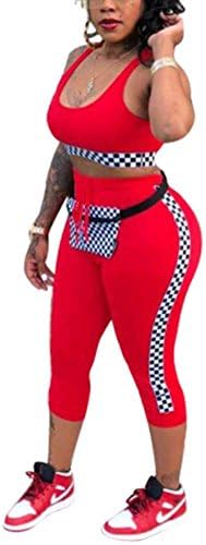 SCORP Women 2 Piece Outfits Scoop Neck Tank Crop Top and Drawstring Skinny Pants Set Tracksuit