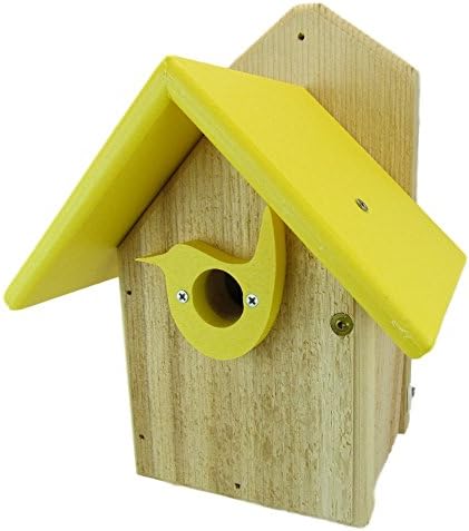 JCs WildlifeJCs Wildlife Post Mount Cedar Wren House w Poly Roof & Birdhouse Predator Guard Portal (Yellow)