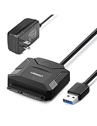 USB 3.0 a SATA, Ugreen Cable de adaptador convertidor para 2,5 3.5 inch Disco de disco duro USB 3.0 a SATA HDD y SSD, con adaptador de corriente