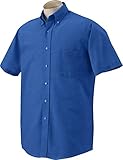 Van Heusen Men's Short Sleeve Oxford Dress Shirt - Deep Blue - XL