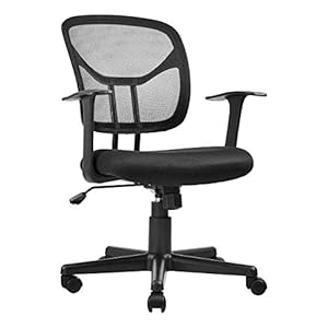 Amazon Basics Mesh, Mid-Back, Adjustable, Swivel Office Desk Chair with Armrests, Black