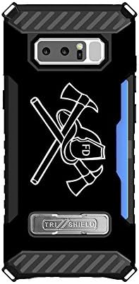 Samsung Galaxy Note 8 Trishield Hybrid Case with Kickstand Screen Protector and Card Slot By InfoposUSA Firefighter Gear Silhouette