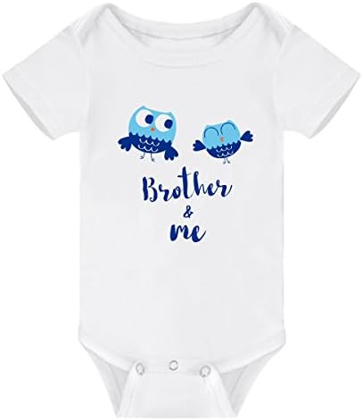 Ammengbei Baby Clothes Big Sister Big Brother Little Sister Little Brother Animal Owl Summer Romper T-Shirt (0-3M, Little bro White)