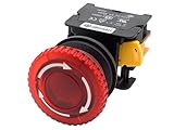 Alpinetech MBL22 Red 22mm 1NC Emergency Stop Push Button Switch Estop EPO Mushroom Switch 120V AC/DC LED Illuminated