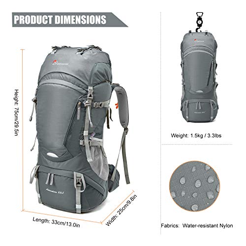 MOUNTAINTOP 50L/55L/60L/65L Internal Frame Backpack Hiking Backpack