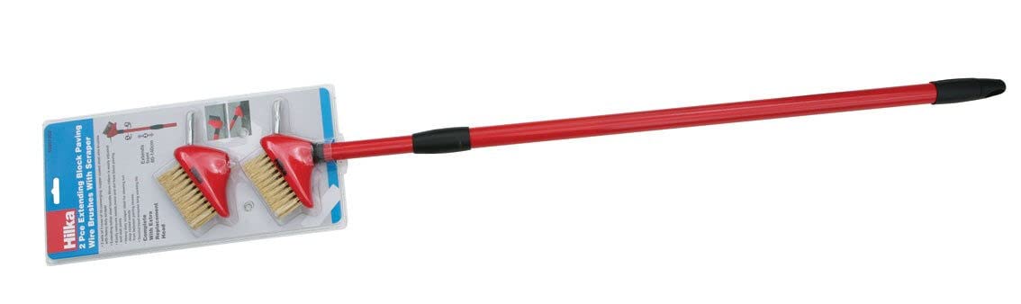 Hilka 55801902 2PC Block Paving Brush & Scraper,Red
