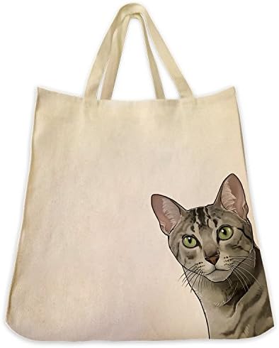Extra Large Eco Friendly Reusable Cotton Twill Grocery Shopping Tote Bag (Egyptian Mau)