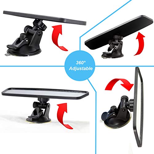 KITBEST Rear View Mirror, Suction Cup Rearview Mirror Universal Car interior Mirrors, Adjustable Auto Mirror for Most Car Truck
