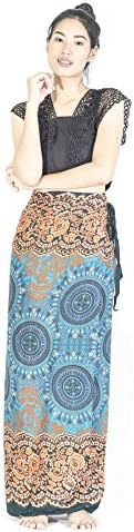 Cotton Rose Mandala Sarong Wrap Skirt Bohemian Skirt Beach Dresses Cover UPS Sundresses Women (SrMtT Teal)
