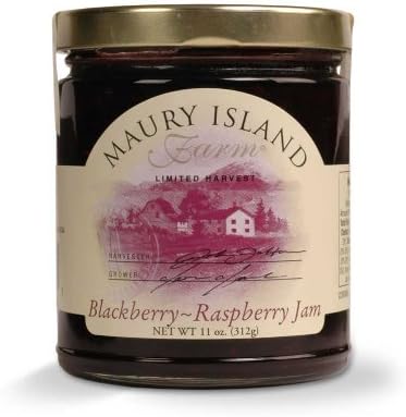 Blackberry Raspberry Jam, Gourmet 11 oz Jar - All Natural - by Maury Island Farms (Pack of 4)