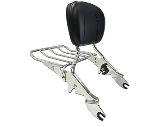 XKH- Chrome Detachable Backrest Sissy Bar with Luggage Rack Compatible with Harley Davidson Touring 2009-2016 Electra Glide Road Glide Road King Street Glide [B01LMUZWT0]