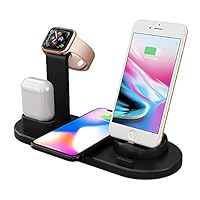 LANGYINH Wireless Charger Station for iPhone Apple Watch Airpods, 3 in 1 Wireless Charging Dock Qi Fast Charging Station for iPhone Xs/XR/X/Xs Max/8/8 Plus for iWatch 4/3/2/1 S9,Black