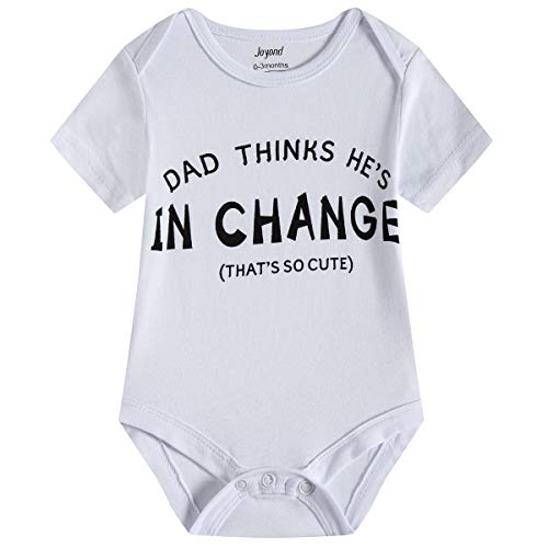 Newborn Baby Boys Girls Clothes Mom is Hero Dad in Charge Letter Print Romper Long Pants wiht Hat 6PCS Outfits Set (Mom Dad,0-3Months)