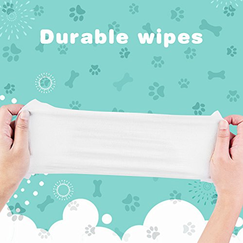 PUPMATE All Natural Pet Grooming Wipes, 100 Fresh Counts, Extra Moist & Thick, Rapid Deodorizing and Cleanup, Hygienic and Hypoallergenic Pet Care for Dogs & Cats, Puppies & Kittens (Aloe)