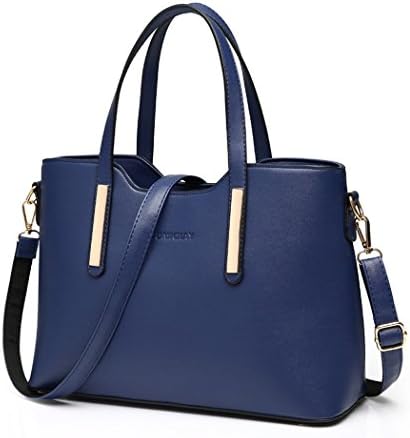 VINICIO Women's Mature Fashionable Classical Sinple Leather Large Shoulder Bag Handbag(Navy)