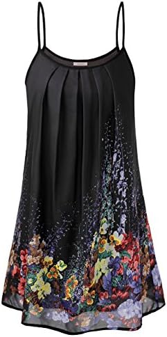 WAJAT Women's Summer Casual Spaghetti Strap Sundress Sleeveless Beach Slip Dress L Black Floral-2