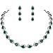 EVER FAITH Women's Full CZ Elegant Teardrop Banquet Prom Necklace Earrings Set Green Silver-Tone