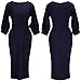 CHICFOR Ladies Elegant Half Sleeve Body-con Pencil Slim Fit Chiffon Dress (S, Navy Blue)