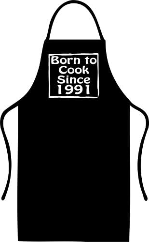 Born to Cook Since 1991 Birthday Chef Apron Perfect Gift or Present