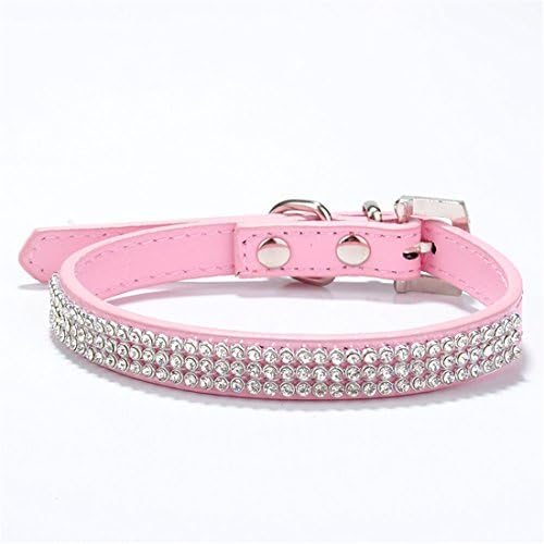 LXLP pet collar Rhinestone,Velvet Sparkly Rhinestone Dog Harness & Leash Set for Cute Small Medium Size Cats or Dogs Puppy Chihuahua Poodle Shih Tzu (S:14.6ร0.6inch, Pink)