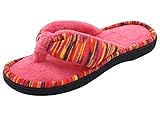 RockDove Women's Open Toe Memory Foam Flip Flop Slippers, Faux Cashmere Anti-Slip Thong Slide Slipper Shoes for Home Lounge Hotel Spa & Bedroom (9-10 B(M) US, Rose Red)