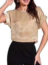 Floerns Women's Short Sleeve Business Casual Tops