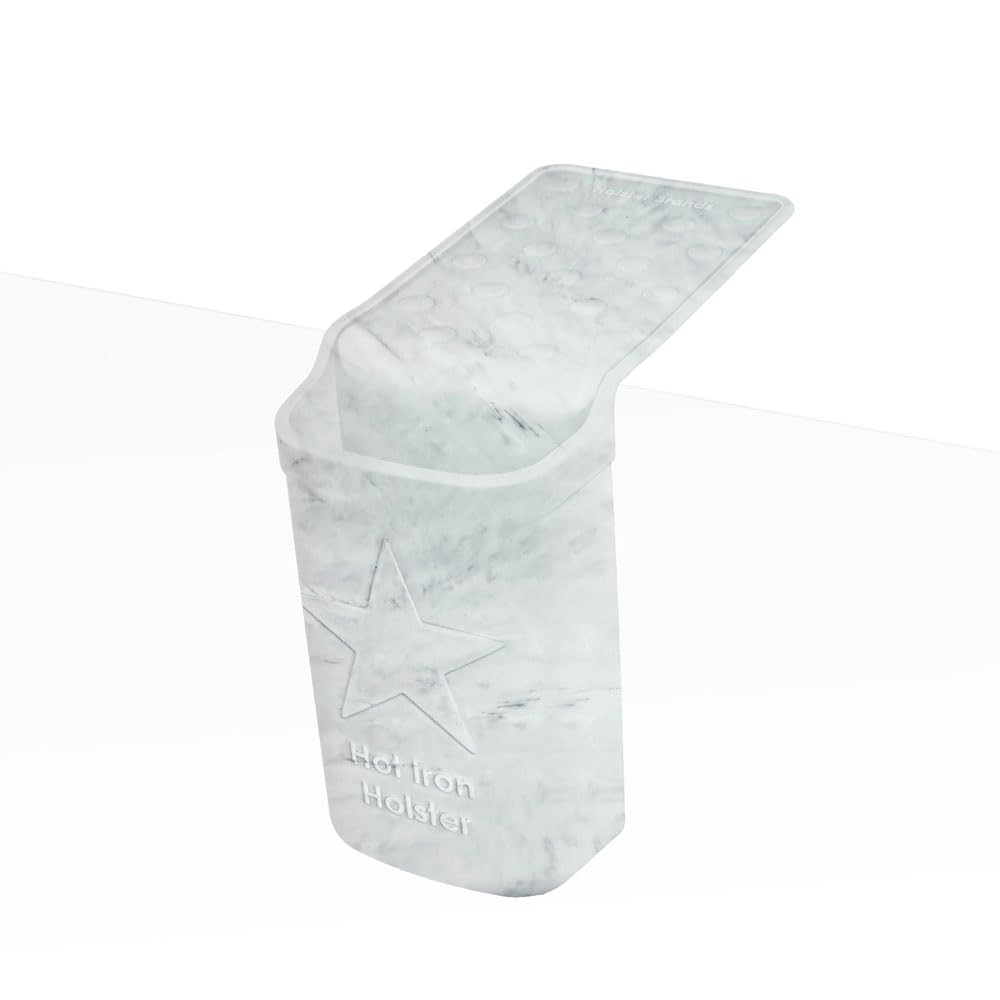 Photo 1 of Holster Hot Iron Adhesive-Free Silicone Storage Pocket for Organization and Travel | Heat Resistant to 500°F | Ideal for Curling Irons, Hair Straighteners, and other Hot Tools | Marble