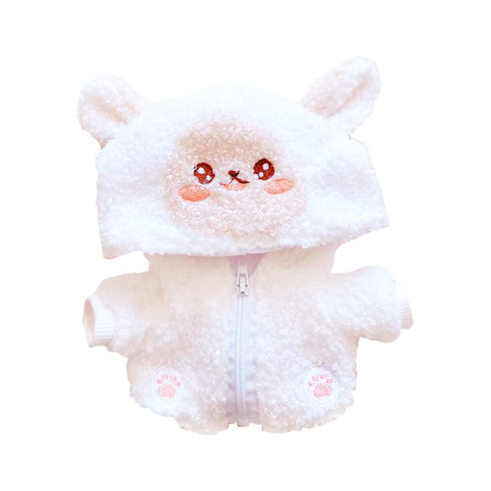 niannyyhouse 20cm Plushie Doll Clothes White Sheep Jacket Hoodie 8in Doll Accessories (White)