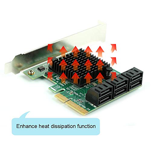 SATA 3.0 Card,6 Port with 6 SATA Cables,6 Gbps SATA Controller PCIe Expression Card with Low Profile Bracket,Boot as System Disk,Support 6 SATA 3.0 Devices,Built-in Adapter Converter for Desktop PC - Thumbnail 3