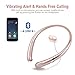 Bluetooth Headphones, Doltech Bluetooth 5.0 Neckband Headphones Noise Cancelling Headset with Carrying Case Retractable Earbuds Stereo Earphones with Mic (Rose Gold)