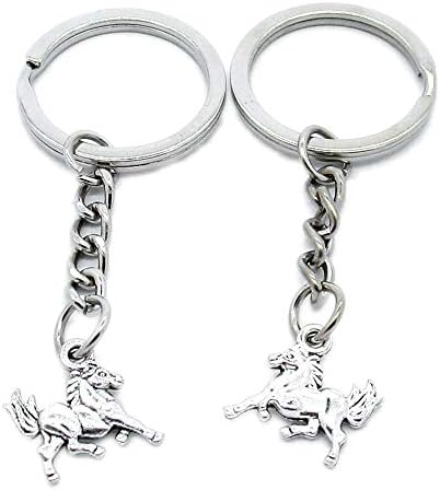50 PCS Antique Silver Keyrings Keychains Key Ring Chains Tags Clasps AA461 Chinese Zodiac Horse
