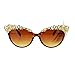 Womens Large Rhinestone Jewel Brow Lash Cat Eye Sunglasses