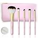 Qivange Makeup Brushes, Premium Blush Blending Eyeshadow Bronzer Brush Set+Sponge Puff(5pcs Pink)