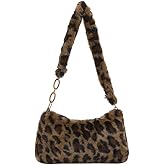 Fuzzy Leopard Tote Bag Y2K Fluffy Shoulder Bag Women Furry Purse Small Cute Plush Bag Ladies Faux Fur Bag