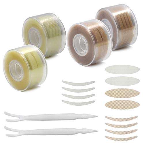 2400 Pcs Makeup Breathable Eyelid Tape Big Eye Decoration Invisible Fold Eyelid Shadow Sticker Double Eyelid Tape 4 Roller with 4 Pieces Fork Rods