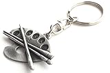 Solid Pewter Artists Palette Keychain