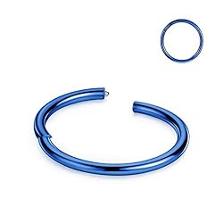 FANSING 18g 9mm Blue Cartilage Hoop Small Hoop Nose