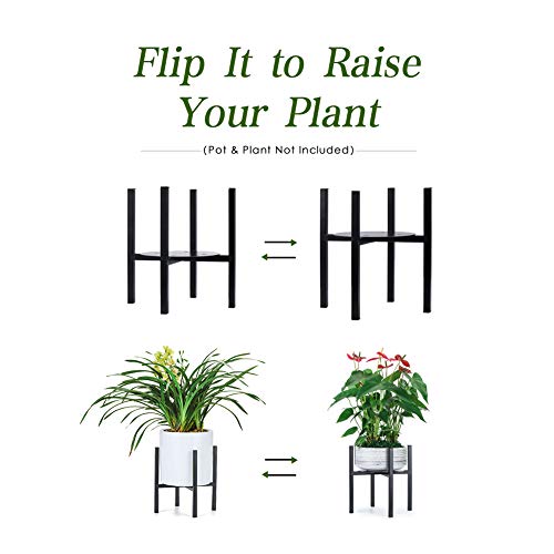 Plant Stand for Indoor Outdoor Plant Pots | Pccooler Mid Century Rustproof Iron Art Flower Pot Holder | Extra Tray Fit Any Planter Pot Below 9.7 Inches | Modern Home Decor (9.7 inches)