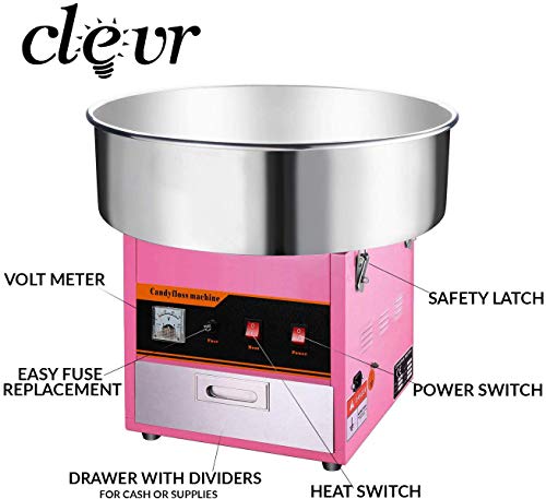 Clevr Large Commercial Cotton Candy Machine Party Candy Floss Maker Pink - Thumbnail 2