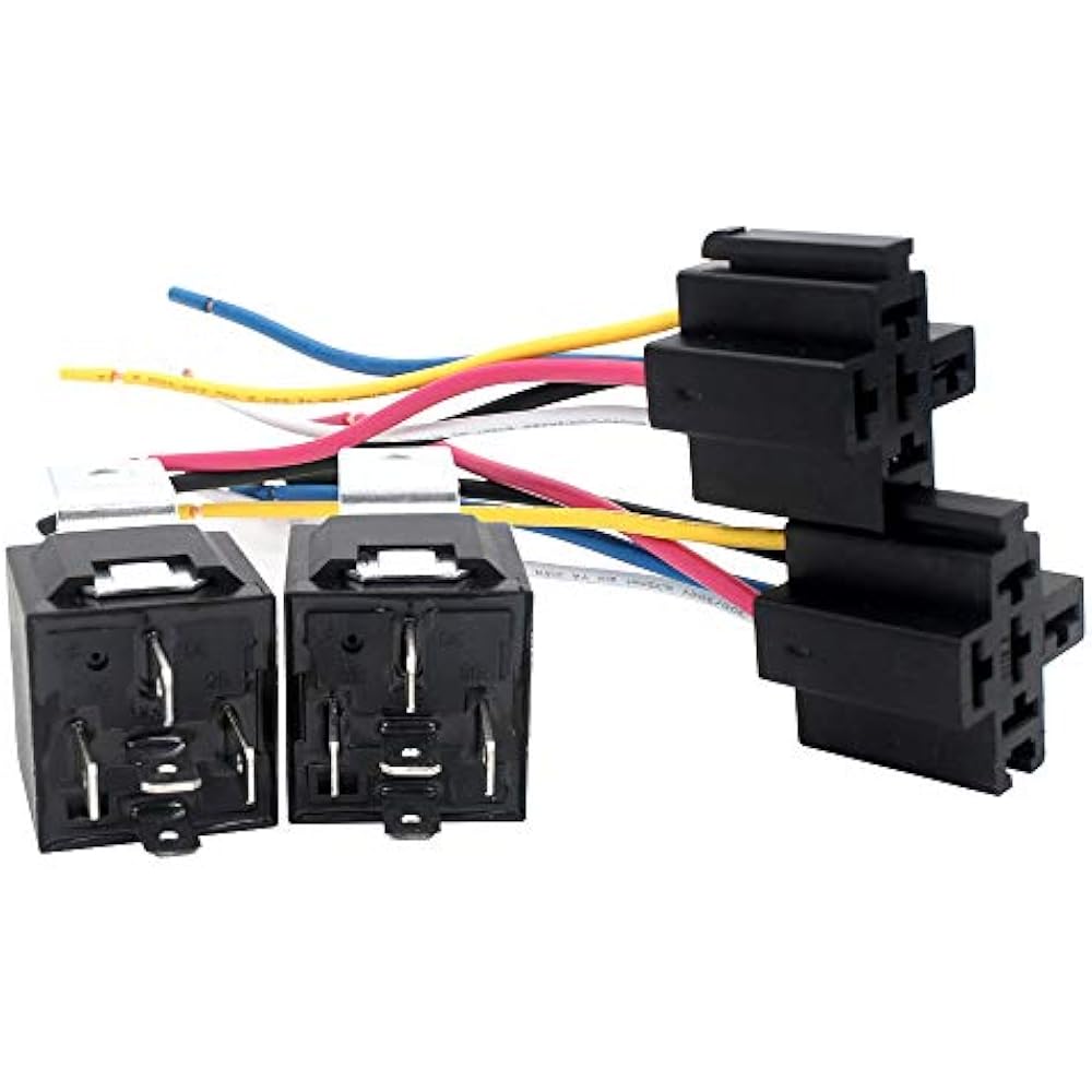 JD1914 12V 40A Car Relay With Harness Sockets, 5 Pin SPDT Color-Labeled
