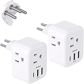 2-Pack Switzerland Travel Plug Adapter, Swiss Outlet Adapter with 3 Outlets 3 USB Charging Ports(1 USB C), Type J Power Adapt