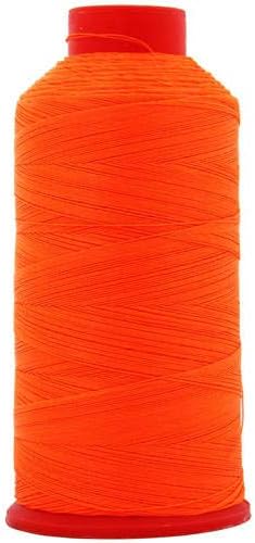 Threadart Neon Colors Heavy Duty Bonded Nylon Thread - 1650 yards (1500m) - #69 T70 Size 210D/3 Coated - For Upholstery, Leather, Vinyl, Weaving Hair, Denim, and Other Heavy Fabric - Neon Coral