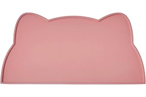 TOKAYIFE Cat Food Mat, Silicone Pet Feeding Mat for Floor Non-Slip Waterproof Dog Water Bowl Tray Cushion (17" x 10", Coral Pink)