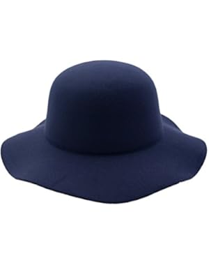 Womens Fashion Dome Bowler Hat Wave Wide Brim Felt Panama Jazz Cap