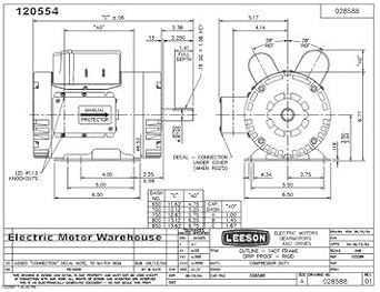 Amazon.com: Leeson 5HP 3450RPM.145T.DP.230V.1PH.60HZ.CONT ... century magnetek electric motor wiring diagram 
