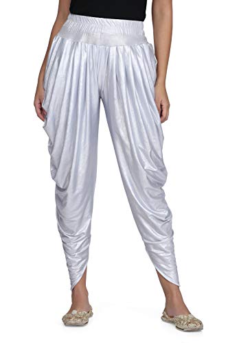 Legis Shimmer Blend Relaxed Comfortable Dhoti Pants Yoga Fitness Active Wear for Women Dance - Free Size (Light Sky)